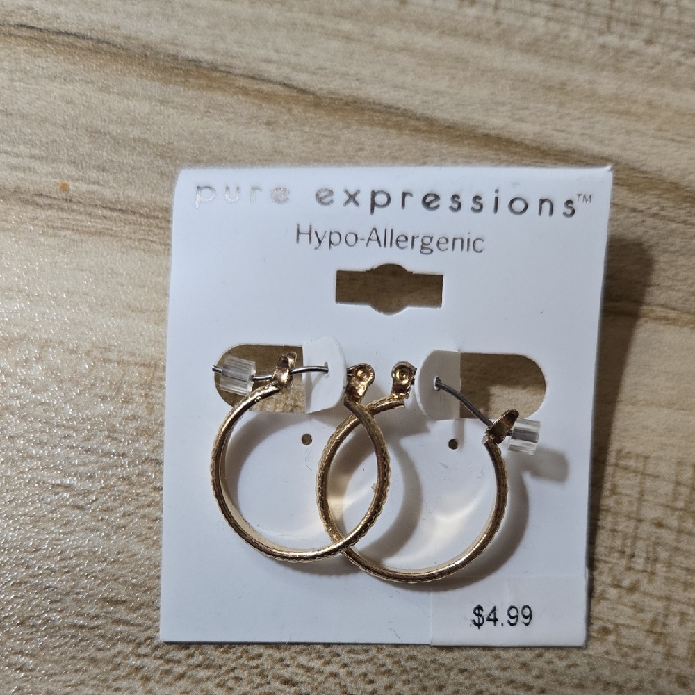 Vintage Y2k Pure Expressions Gold Classic Textured Hoop Earrings NWT 💫